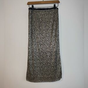 Maeve by Anthroplogie Anina Shimmer Midi Skirt Gold Metallic Leopard Print Size2